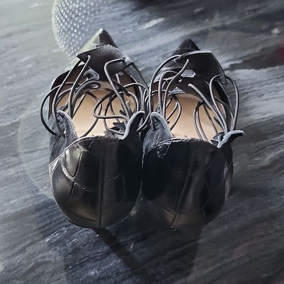 ZARA STRAPPY LEATHER POINTED TOE KITTEN HEEL SANDAL - Picture 8 of 14